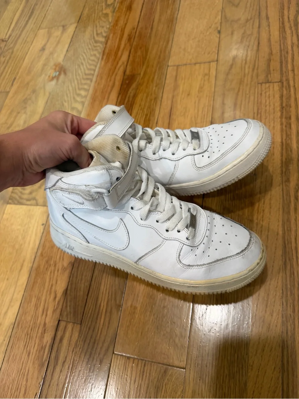 Nike White High-Top Sneakers with Cream Sole